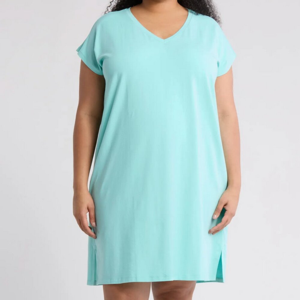 Eileen Fisher Cotton Dress Aqua Blue 1X 18 20 NWT